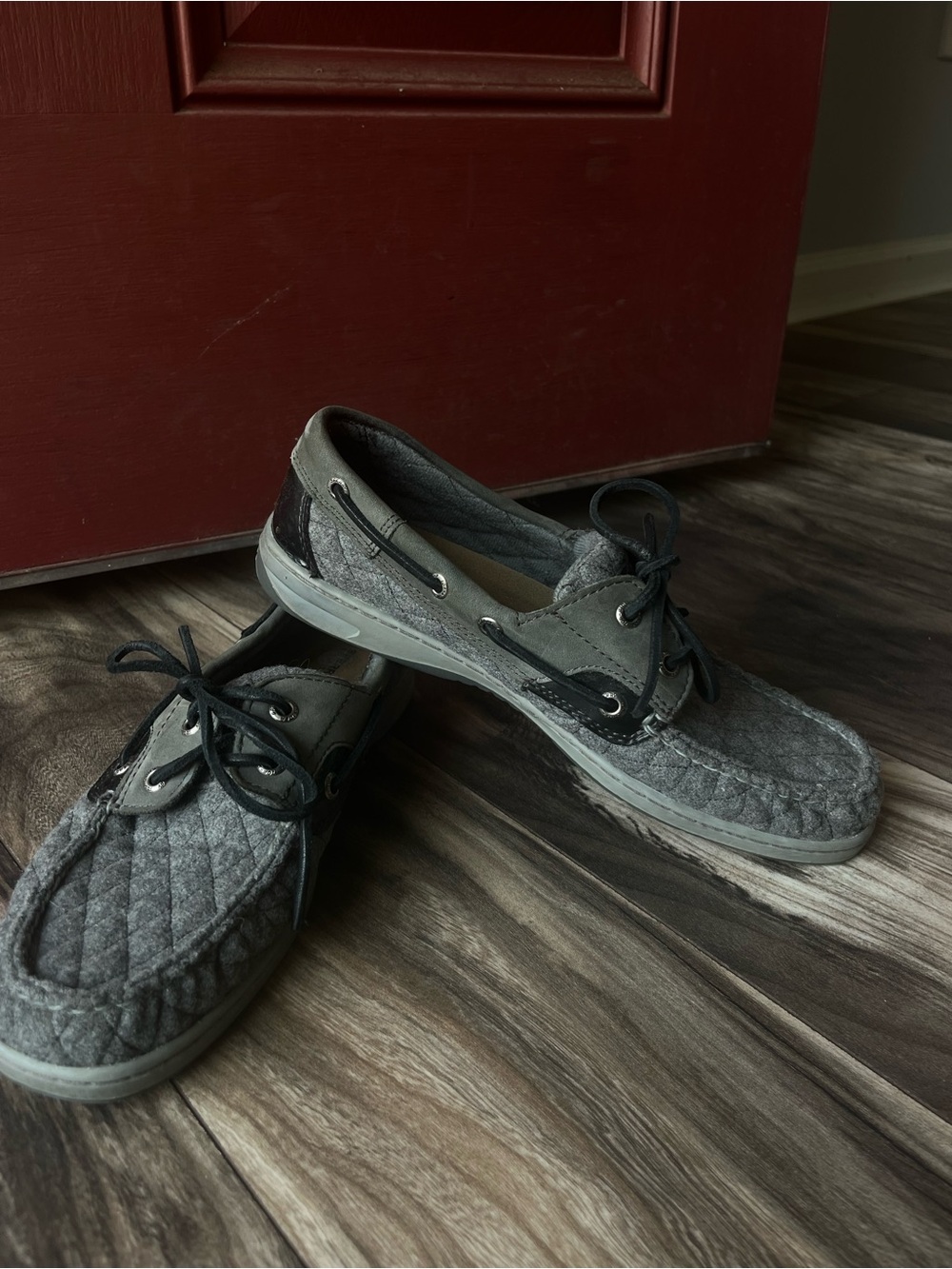 Sperry Quilted Gray Lace-Up Casual Boat Shoes